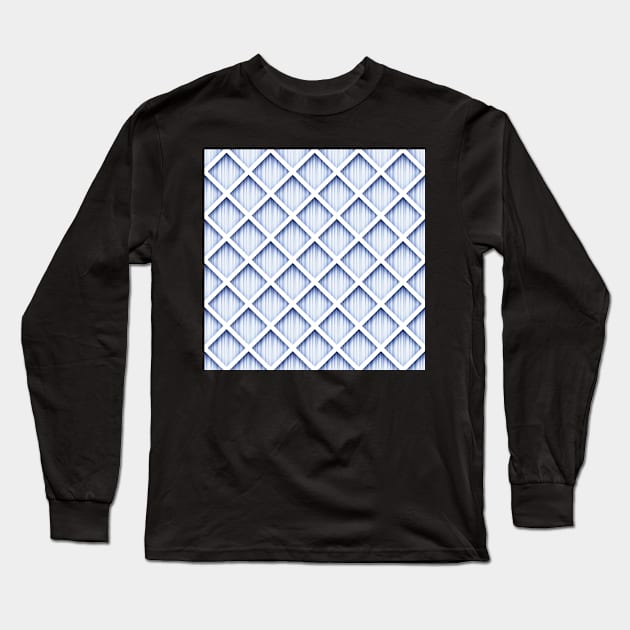 3d Geometric Pattern, Rhombic  Motif, Monochromatic Coloring Long Sleeve T-Shirt by lissantee